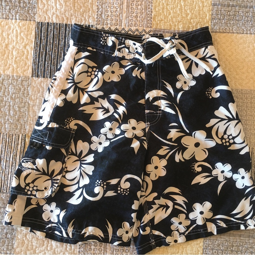 Vintage Gotcha Tahiti Men’s Boardshorts Size 29 Blue & White Floral